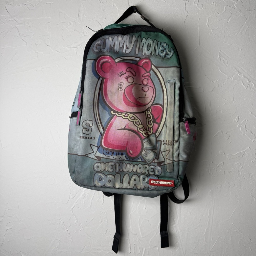Sprayground Gummy Money Backpack Limited Edition Pink Bear Money Graphic Rare - Picture 2 of 13